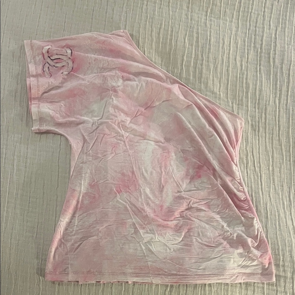 Chanel Pink Tie-Dye Off-Shoulder Women's Top - Picture 5 of 6